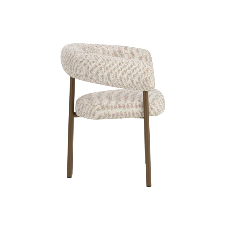 Oniva Upholstered Arm Chair, Noah Ecru, Antique Bronze