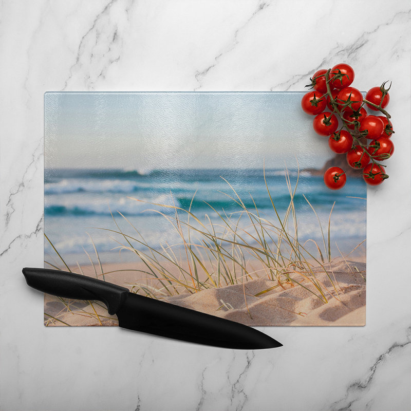 Dune pacific ocean Designer Glass Chopping Board, 28cm L x 20cm W