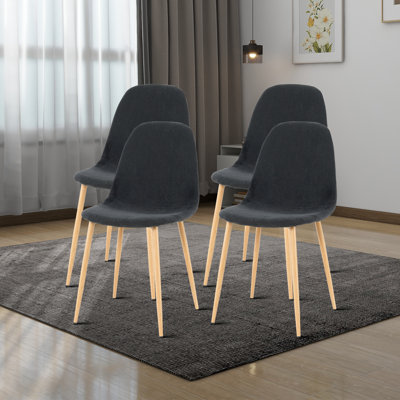 Kieden Fabric Upholstered Dining Side Chairs with Wood Veneered Metal Leg, 4 Pcs -  George Oliver, EE7F7F264A34480BB97FF381283BA5BA