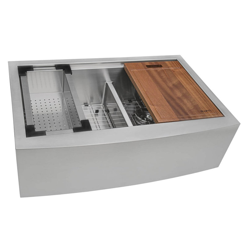 Verona 36" L x 21" W Double Basin Farmhouse/Apron Kitchen Sink