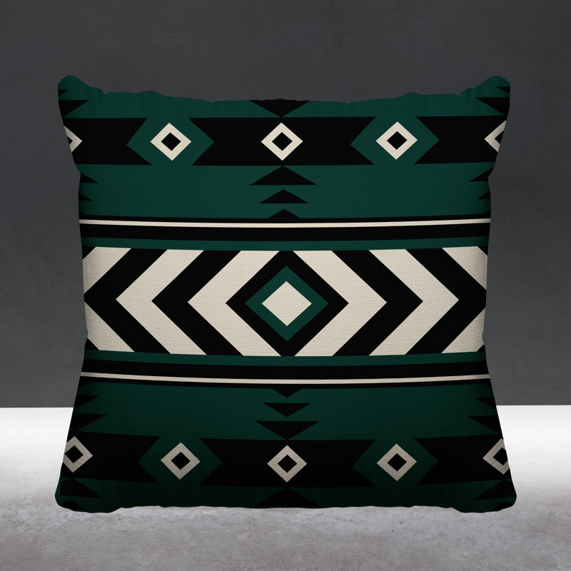 Coussin intérieur / extérieur Fika Southwestern, Émeraude, L 19 po x H 19 po