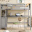 Lit mezzanine simple avec tiroirs - Fabrication en bois massif pour un bureau gris confortable: espace de travail confortable-955481836