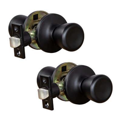 Terrace Matte Black Passage Hall and Closet Door Knob, 2-Pack