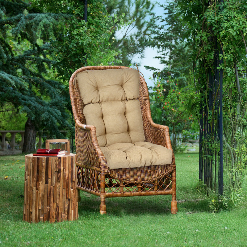  Outdoor Tufted High Back Cushions Patio Replacement Chair Cushion, Set of 2, Brown