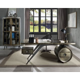 Kajana 2-Drawers Executive Desk with USB in Bronze Aluminum