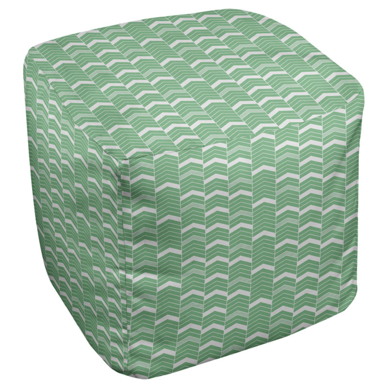 Repose-pieds cube à chevrons bicolores, Vert clair