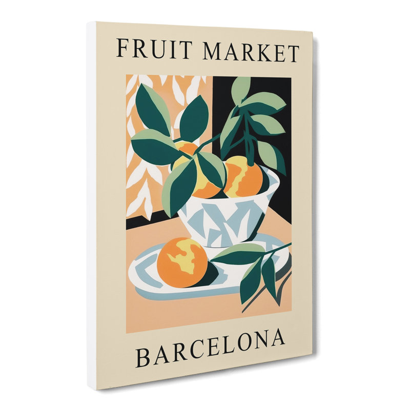 Peach Barcelona Fruit Market - Wrapped Canvas Print, 91cm H x 60cm W x 3cm D