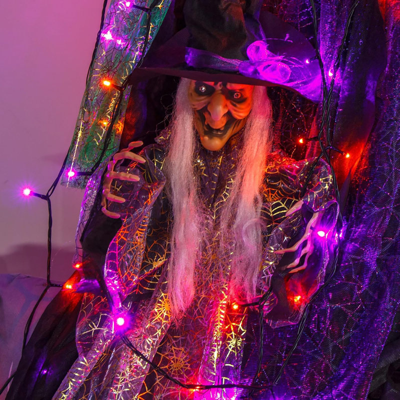 Paquet de 2 sorcières suspendues d'Halloween avec effet sonore effrayant, sorcière éclairée, accessoires de maison hantée d'Halloween, décoration effrayante, parc à thème, décoration d'horreur