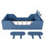 Lit plateforme tapissier simple avec coussin en lapin, lit tapissier pour enfants avec rails latéraux amovibles, bleu