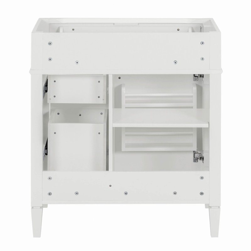 Meuble-lavabo de salle de bain de 30 po sans lavabo supérieur, armoire de rangement moderne avec 2 tiroirs et un tiroir rabattable (PAS DE BASSIN)