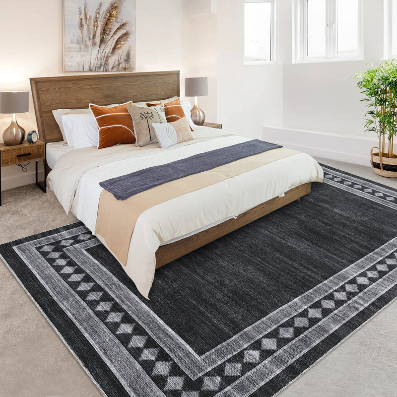 Tapis de salon grand tapis ultra-doux avec envers en caoutchouc et tapis non délesté, Rectangle 9 pi x 12 pi