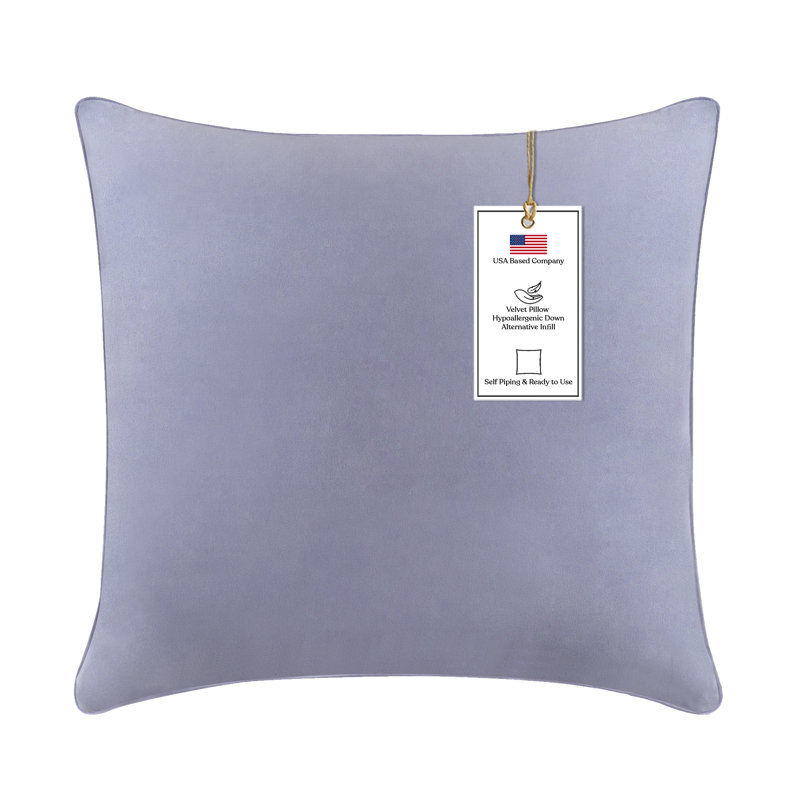 A1HC Down-Alternative Throw Pillow Insert – Velvet Cover, Hypoallergenic, Ready-to-Use (Set of 1), 24"H x 24"W, Slat Gray