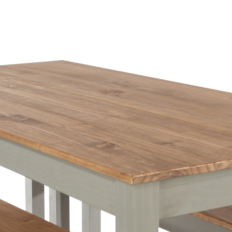 Lucian Rectangular Dining Table, split top plank design, grey and antique wax finish, 75cm H x 120cm L x 75cm D
