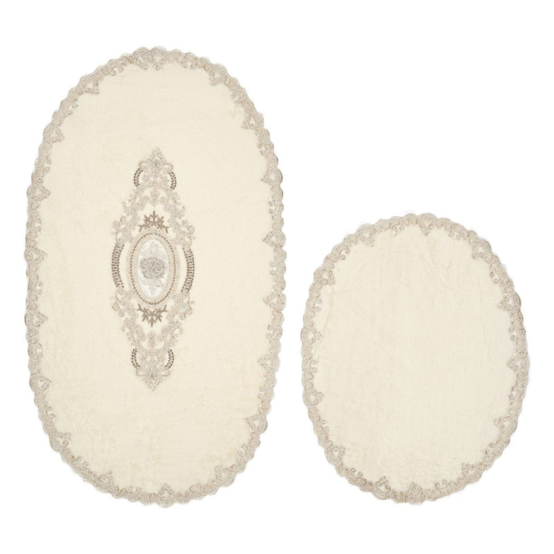 Luxurious Bathmat Set (2 Pieces), 21.7 x 25.6 inches & 25.6 x 45.3 inches | 100% Polyester, 1500 g/m², Pile Height: 0.6 inches | Non-Slip, Antibacterial, Easy Clean Fabric, Machine Washable