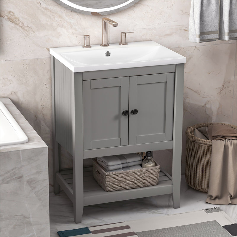 Meuble-lavabo de salle de bain, gris