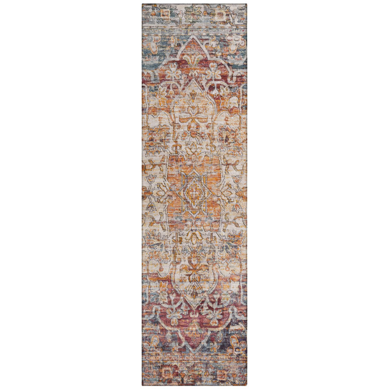 Machine Washable Indoor/Outdoor Xhevrie Copper Rug, Runner 2'3" x 7'6"