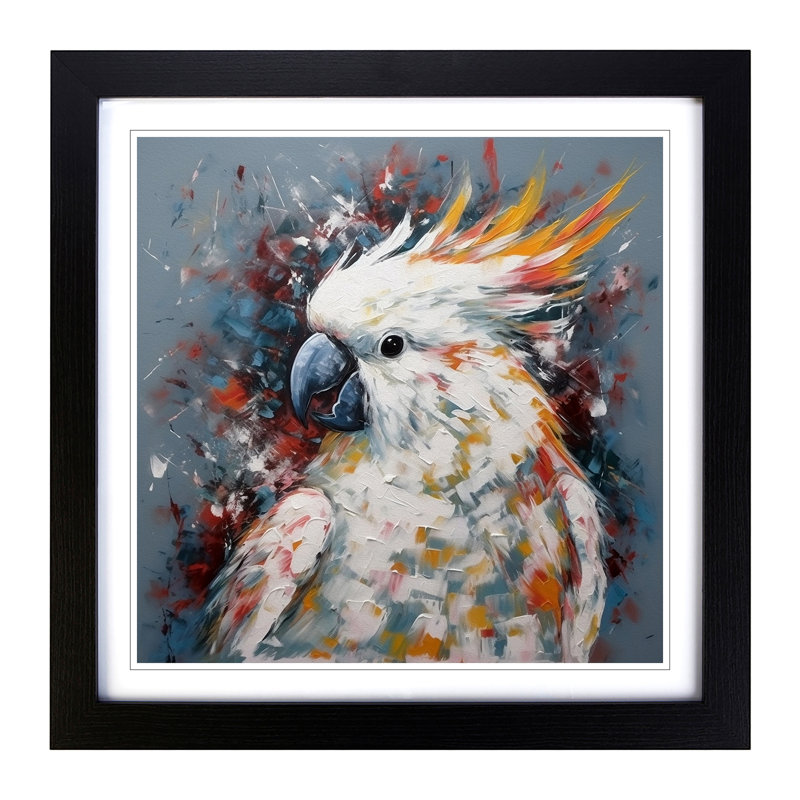 Cockatoo Abstract Expressionism No.1 - Framed Print, Black