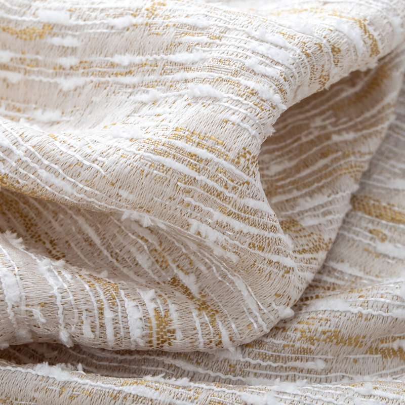 Paire de rideaux en jacquard tissé Aryella, Beige, 54 po x 90 po, 1