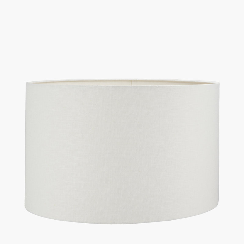 Lino Self Lined Linen Drum Shade, White, 16cm H x 25cm W x 25cm D