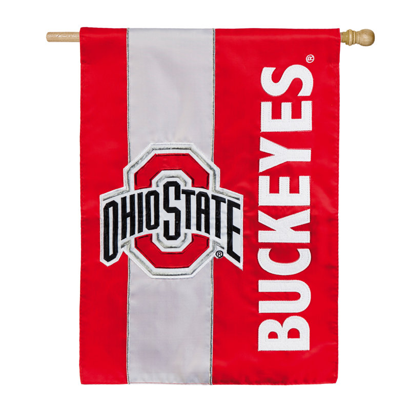 Drapeau de maison en polyester à 2 côtés NCAA 44 x 28 po, Université Ohio State, H 18 po x l 12,5 po