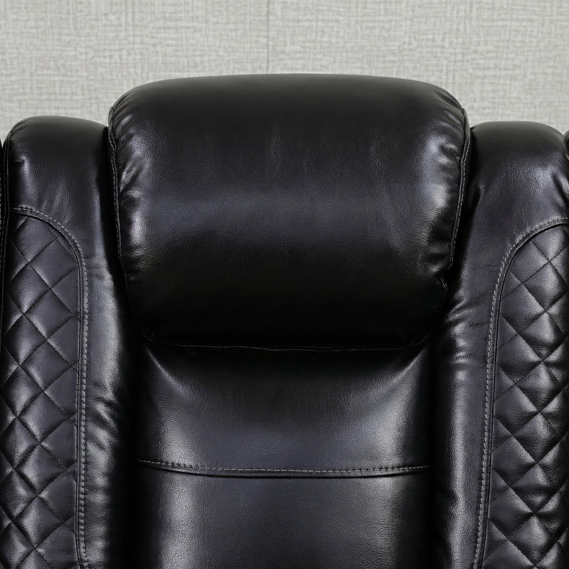 Overstuffed Air Leather Power Reclining Sofa Set With USB Ports, Color-Black
