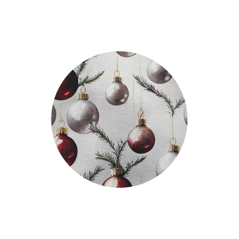 Tapis décoratif rond rond lavable à la machine Christmas, Rond 2 pi 8 po