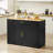Prow Kitchen Island with Drawer, Adjustable Shelves & Trash Can-1054343676
