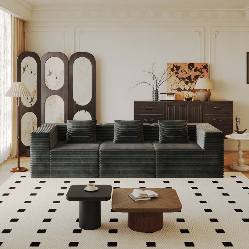 Canapé modulaire modulaire, canapé désossé avec siège profond, mousse à mémoire de forme à haute densité, canapé à compression pour le salon, aucun assemblage requis (siège 3 *)