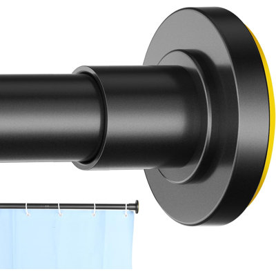Tringle à rideau de douche noire robuste de 1 po de 31 à 80 pouces, réglable | Tringle à rideau de tension en acier inoxydable antidérapante, sans tringle de douche