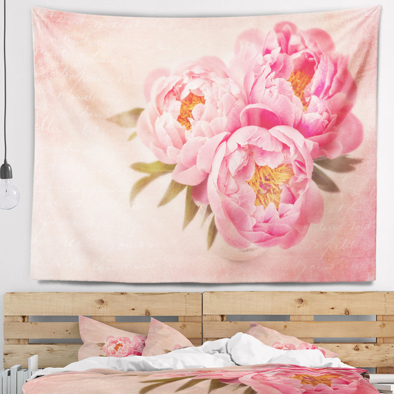 Pivoine avec motif de pivoines, H 78 po x l 92 po