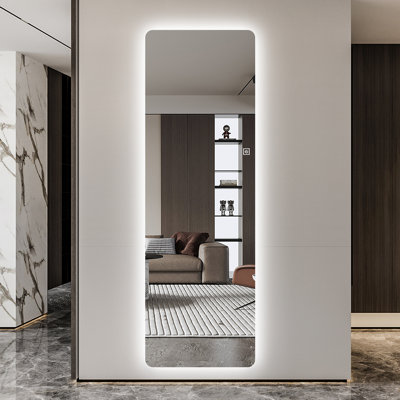 Miroir mural moderne à DEL pleine longueur à intensité variable avec trois modes d'éclairage en verre incassable