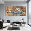 Paysage et nature, paysage de montagne avec arbres et étoiles, ensemble de 3 impressions sur toile-820292835