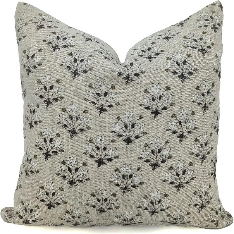Housse de coussin intérieur / extérieur Floral Linen, 14 po x 36 po, Mauve / blanc, motif floral 4, Rectangulaire