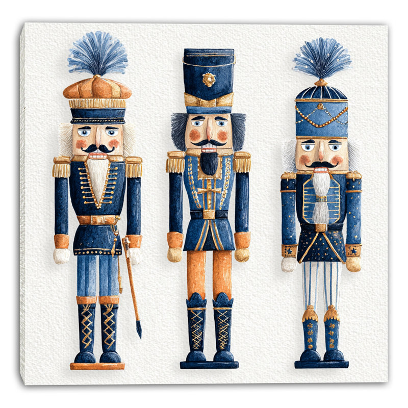 Midnight Nutcracker Trio Wrapped Canvas Wall Art, 12" H x 12" W