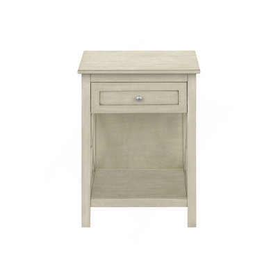Table d'appoint, table de bout, table d'appoint, 2 niveaux, chambre à coucher, table de chevet, lampe, tiroir de rangement, placage blanc antique, transitionnel
