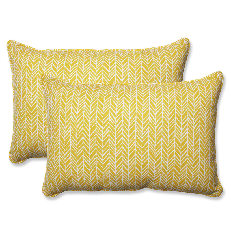  Coussin lombaire intérieur / extérieur Herringbone, H 11,5 po x l 18,5 po x P 5 po, Jaune