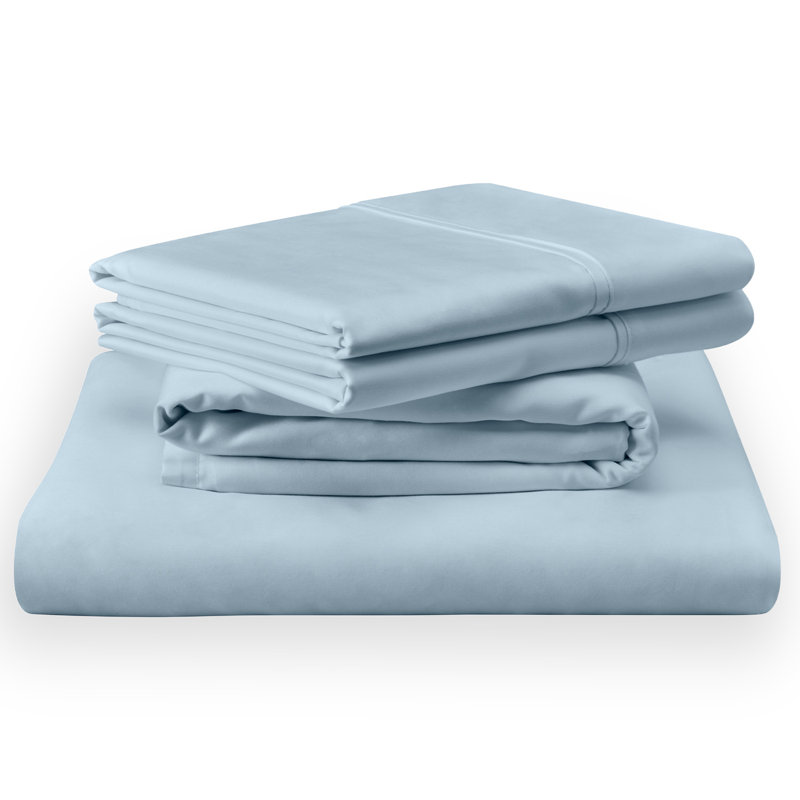 Tempur-Classic Cotton Sheet Set, Split King Sheet Set/2 Fitted Sheets/2 King Pillow, Sleepy Blue