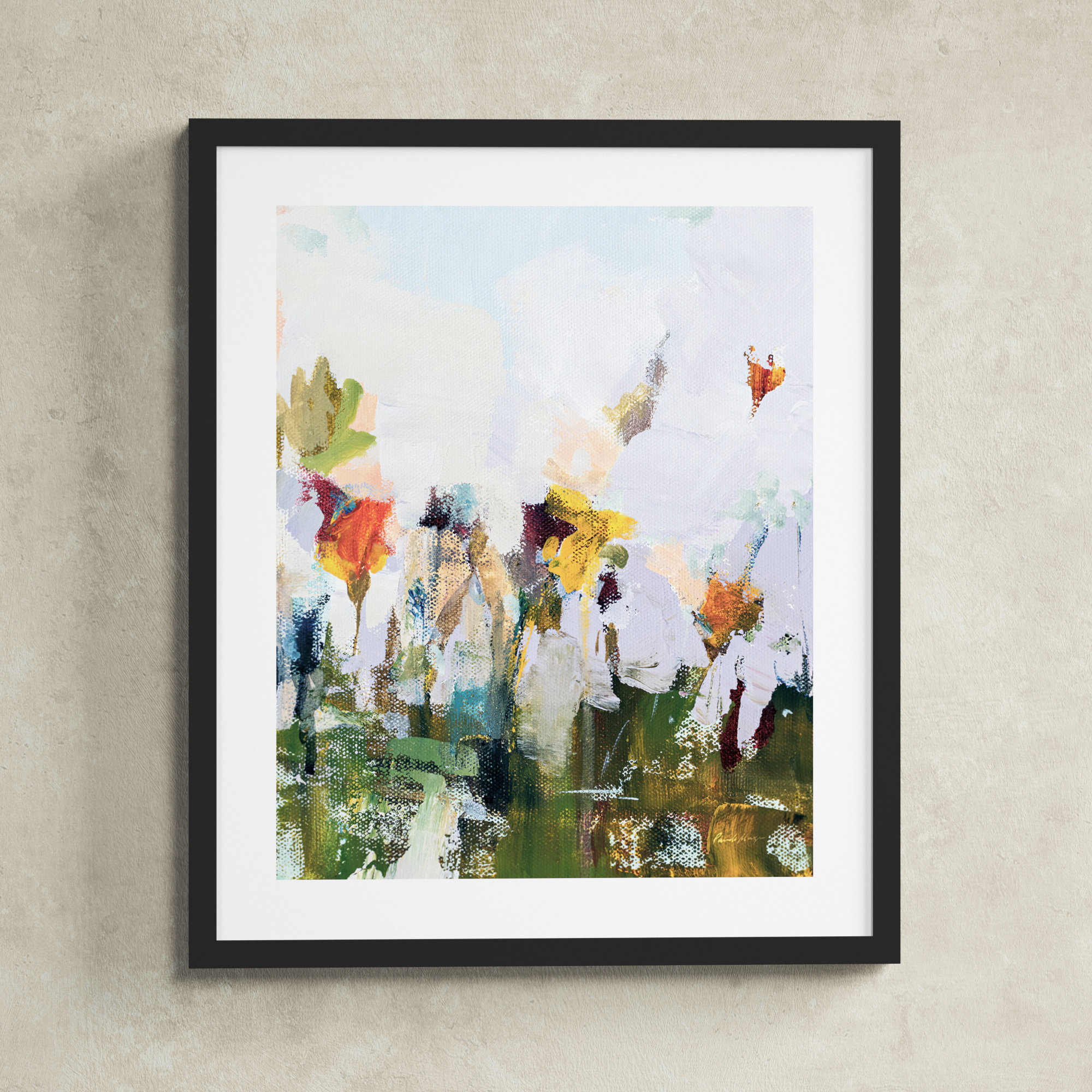 Spontaneous Summer Flowers by Pamela Munger, 25.17" H x 21.17" W x 0.88" D, Black