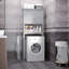 Armoire au-dessus de la toilette en gris, avec tablette réglable et rangement ouvert pour l'organisation de la salle de bain à double porte - fente grise