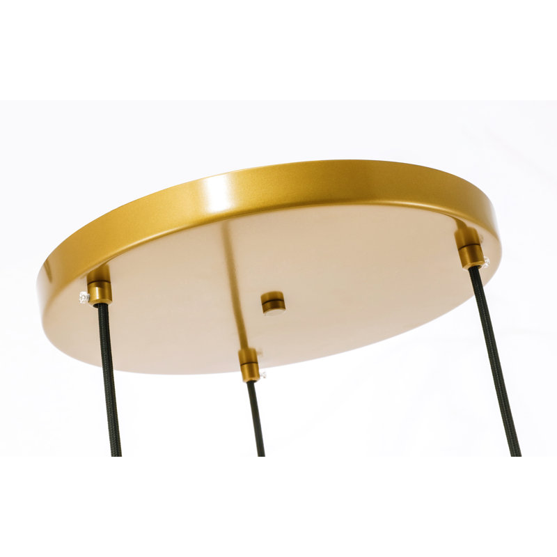 Luminaire suspendu géométrique à 3 lumières Vandyke, Laiton, Transparent