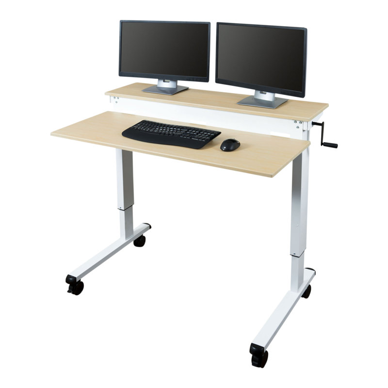 Selinger Adjustable Metal Base Standing Desk, 33.5" H x 47" W x 28.5" D, Birch/White
