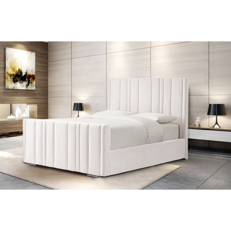 Petersburgh Upholstered Ottoman Storage Bed, Kingsize (5'), White