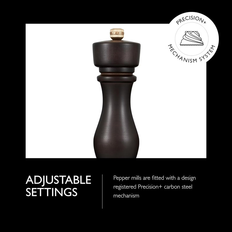 Beach Wood Pepper Mill, 22" H x 6" W x 6" D, Black