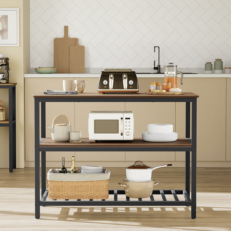 Ladue 120cm W Stainless Steel Kitchen Island, Brown/Black