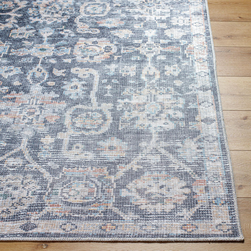 Tapis bleu ardoise Vivir x Livabliss Eleni, Rectangle 8 pi 10 po x 12 pi