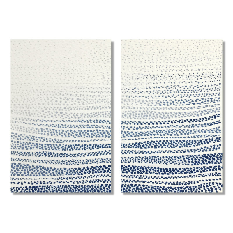 «Blue and Beige Oceanic Seaweed - Coastal Wall Art, Blue Coastal, reproduction sur toile 2 pièces, H 36 po x l 48 po