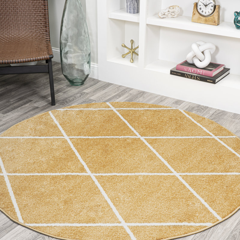 Tapis or / blanc Cole, Rond 5 pi 3 po
