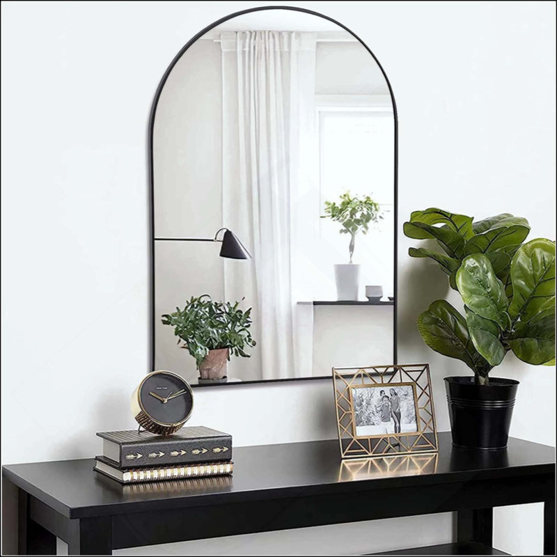  Miroir mural arqué Modern, Noir, 36 po x 24 po