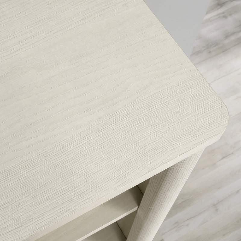 Bibliothèque à 5 tablettes avec tablettes réglables et gestion des câbles, solution de rangement blanche peu encombrante pour la maison ou le bureau.