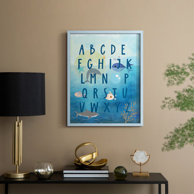 «Underwater Alphabet», reproduction encadrée - bois massif